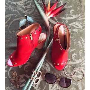 Red Open Toe Ankle Boots